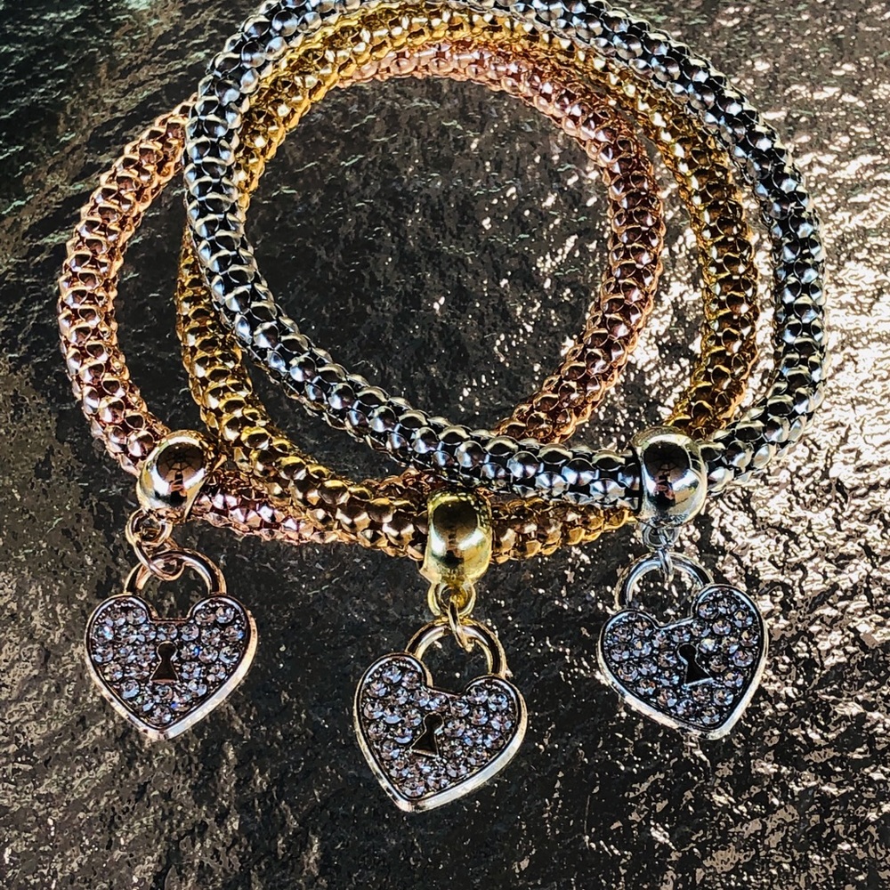 Stacking Bracelets  popcorn link heart stacking - Picture 7 of 7